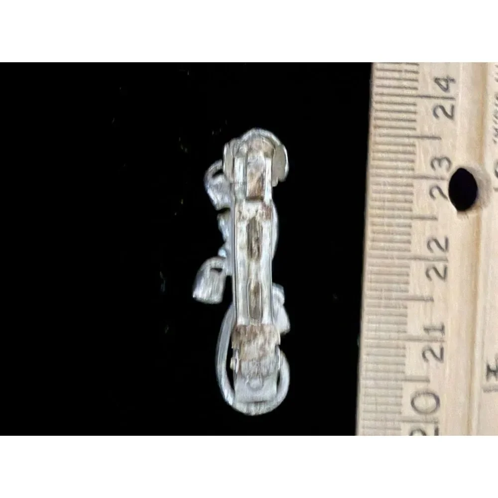 vtg silver tone sloral rhinestone bar barrette with marquise and round stones